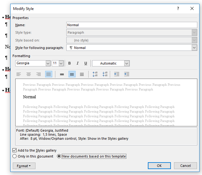 Picture: How to save the style for future documents