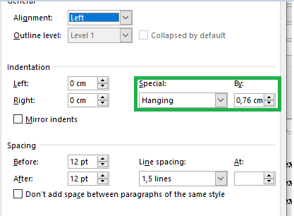 Hanging in Heading 1 paragraph menu.